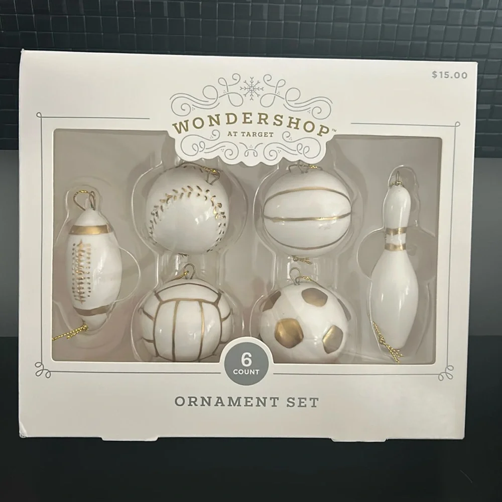 WONDERSHOP AT TARGET SPORTS TREE ORNAMENTS SET OF 6 NWT